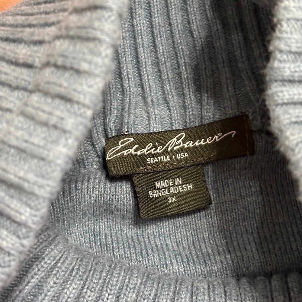 Eddie Bauer Women's Turtleneck Sweater Pullover Knit Long Sleeve Grey Blue 3X - Picture 3 of 4
